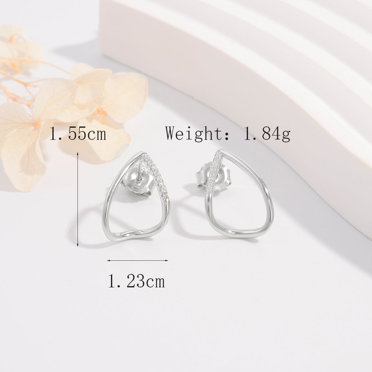 1 Piece Elegant Cute Simple Style Geometric Plating Inlay Sterling Silver Zircon Ear Studs