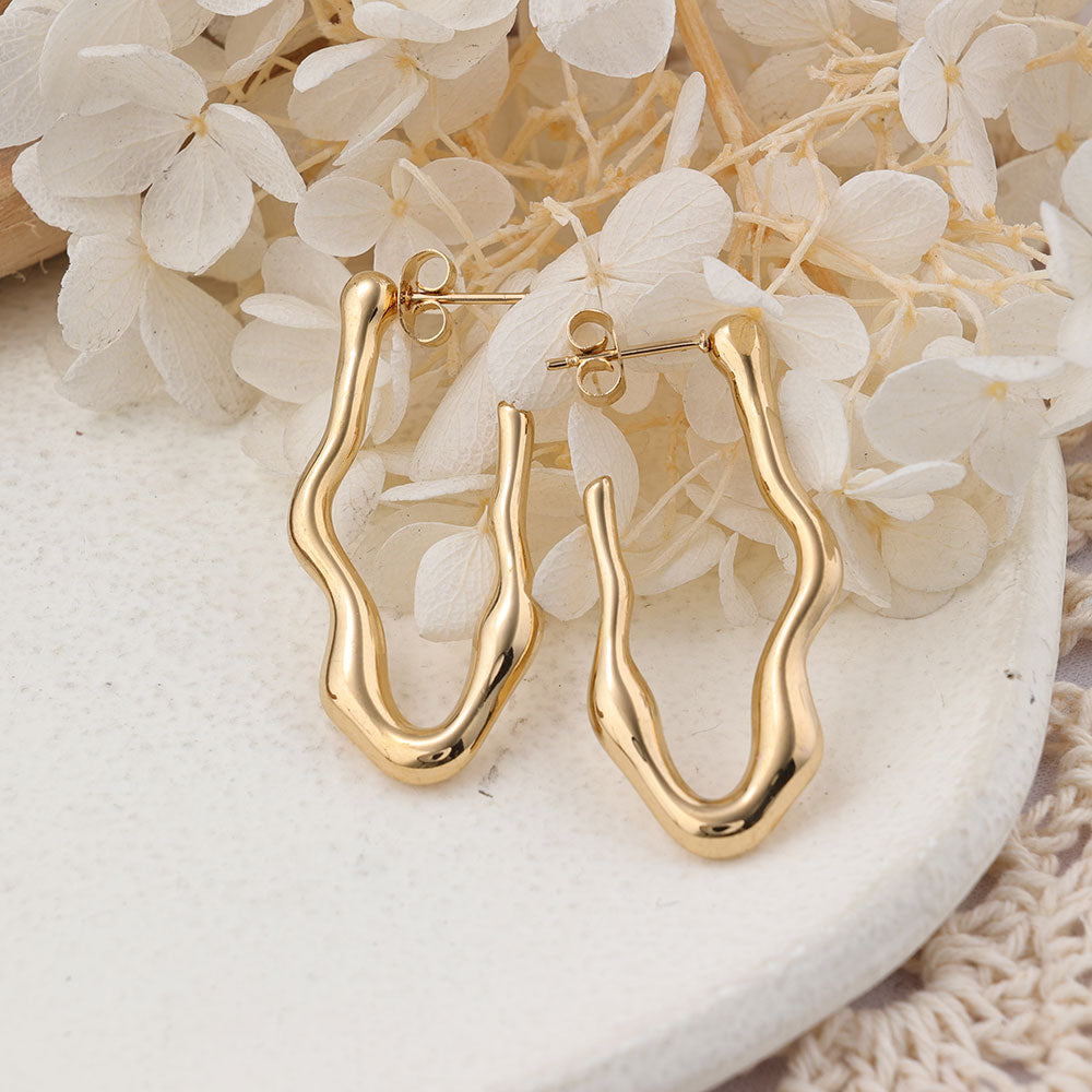 1 Pair IG Style Geometric Plating Stainless Steel Hoop Earrings