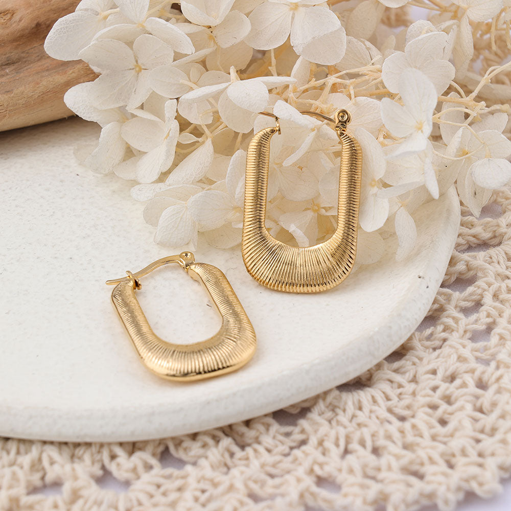 1 Pair IG Style Geometric Plating Stainless Steel Hoop Earrings