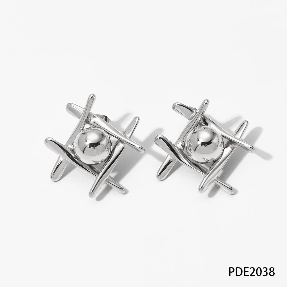 1 Pair Simple Style Solid Color Plating Stainless Steel 14k Gold Plated White Gold Plated Gold Plated Ear Studs