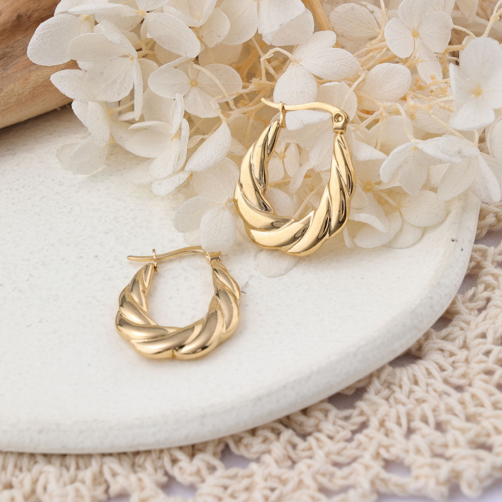 1 Pair IG Style Solid Color Plating Stainless Steel Hoop Earrings