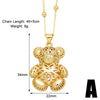 Cute Modern Style Simple Style Little Bear Copper Plating Hollow Out Inlay Pearl Zircon 18k Gold Plated Pendant Necklace