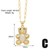 Cute Modern Style Simple Style Little Bear Copper Plating Hollow Out Inlay Pearl Zircon 18k Gold Plated Pendant Necklace