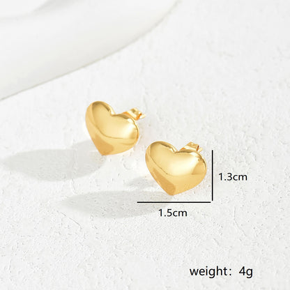 1 Pair Classic Style Heart Shape Plating Stainless Steel 18k Gold Plated Ear Studs