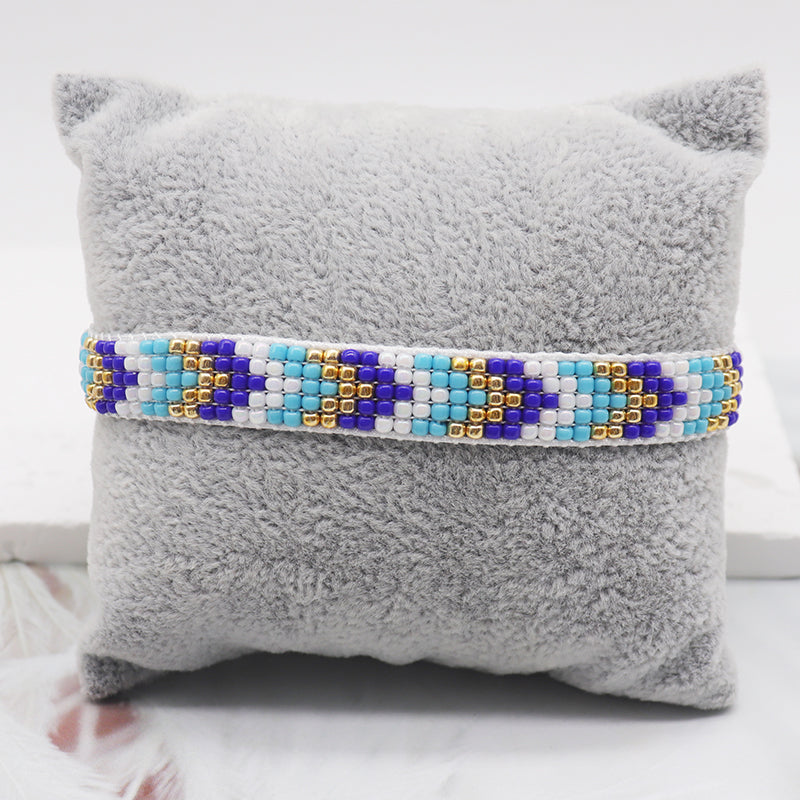 Hip-Hop Vintage Style Bohemian Geometric Devil's Eye Glass Beaded Knitting Women's Bracelets