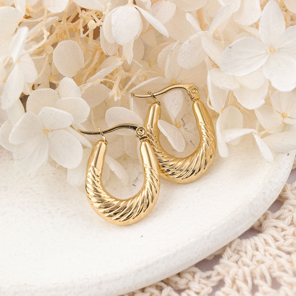 1 Pair IG Style U Shape Plating Stainless Steel Hoop Earrings Ear Studs