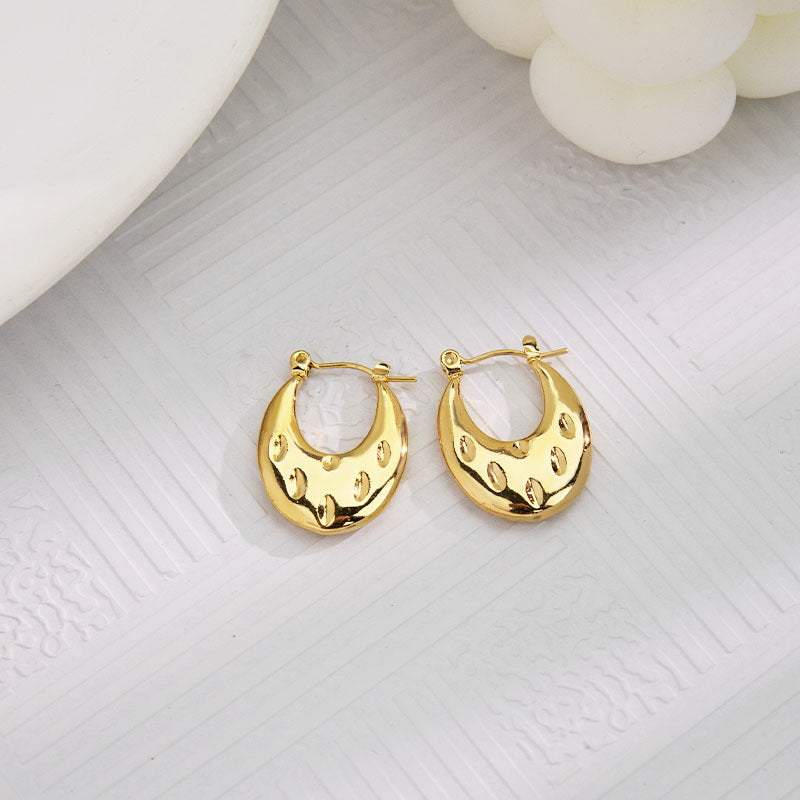 1 Pair Vintage Style U Shape Geometric Heart Shape Plating Stainless Steel Hoop Earrings