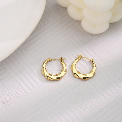 1 Pair Vintage Style U Shape Geometric Heart Shape Plating Stainless Steel Hoop Earrings