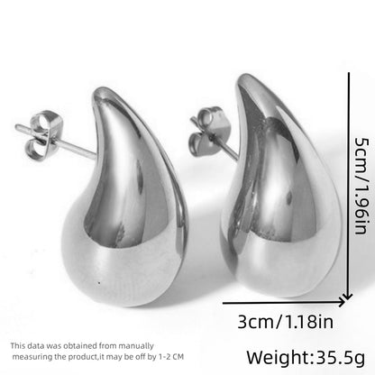 1 Pair Simple Style Water Droplets Plating Stainless Steel 18k Gold Plated Ear Studs