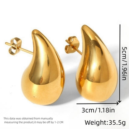 1 Pair Simple Style Water Droplets Plating Stainless Steel 18k Gold Plated Ear Studs