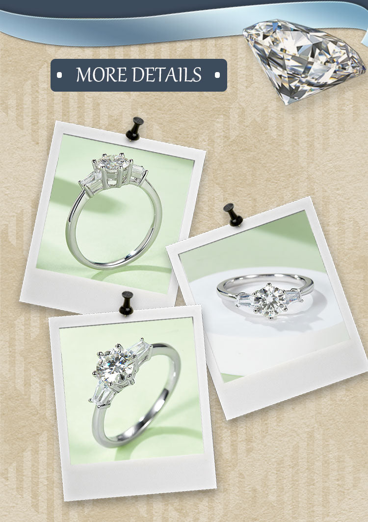 Elegant Round Sterling Silver Gra Plating Inlay Moissanite Rhodium Plated Silver Plated Rings