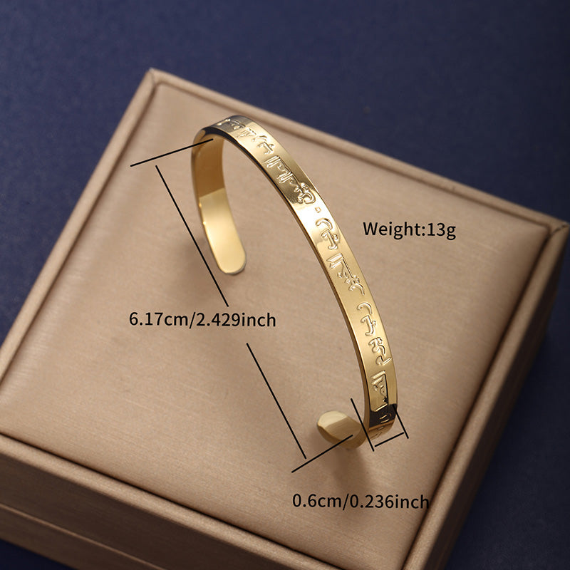 Xuping Simple Style Letter Stainless Steel Plating 14k Gold Plated Bangle