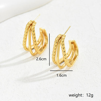 1 Pair Classic Style Geometric Solid Color Plating Hollow Out Copper 18k Gold Plated Ear Studs