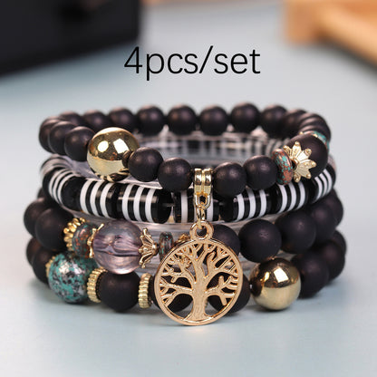 Bohemian Geometric Rainbow Life Tree Arylic Beaded Stoving Varnish Unisex Bracelets