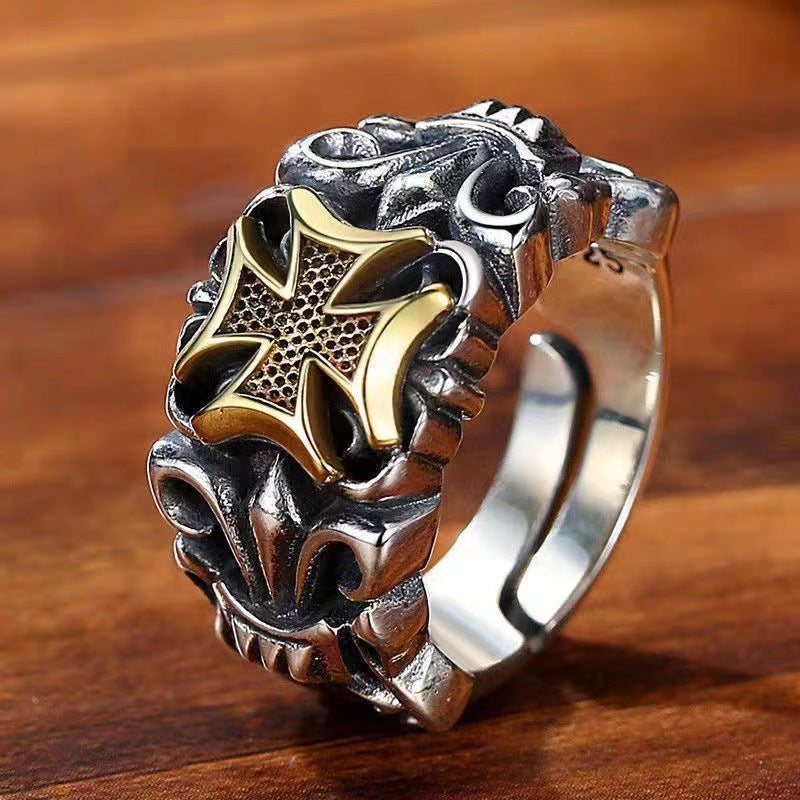 Wholesale Jewelry Retro Cross Alloy Plating Adjustable Ring