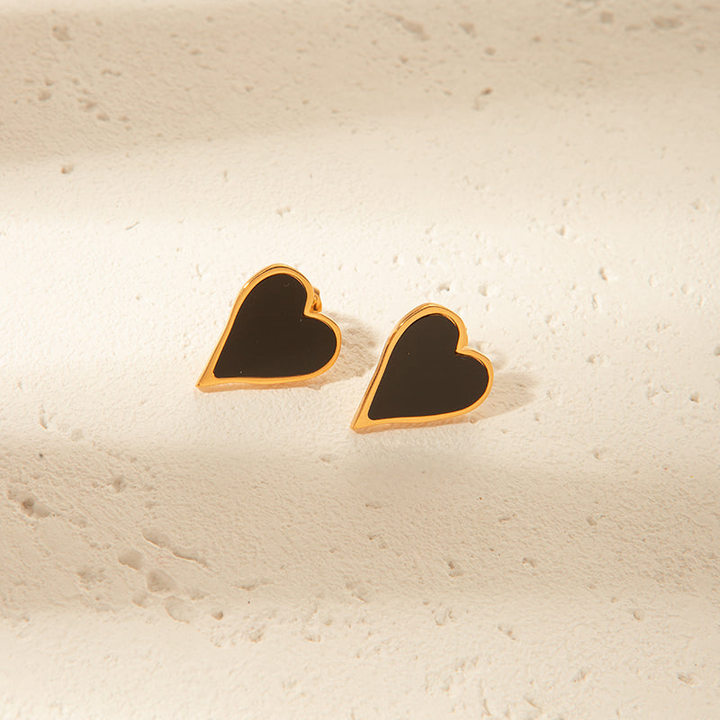 1 Pair Romantic Simple Style Classic Style Heart Shape Enamel Plating Stainless Steel Ear Studs