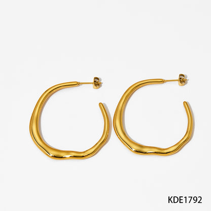 1 Pair Simple Style Solid Color Plating Stainless Steel 14k Gold Plated White Gold Plated Gold Plated Hoop Earrings