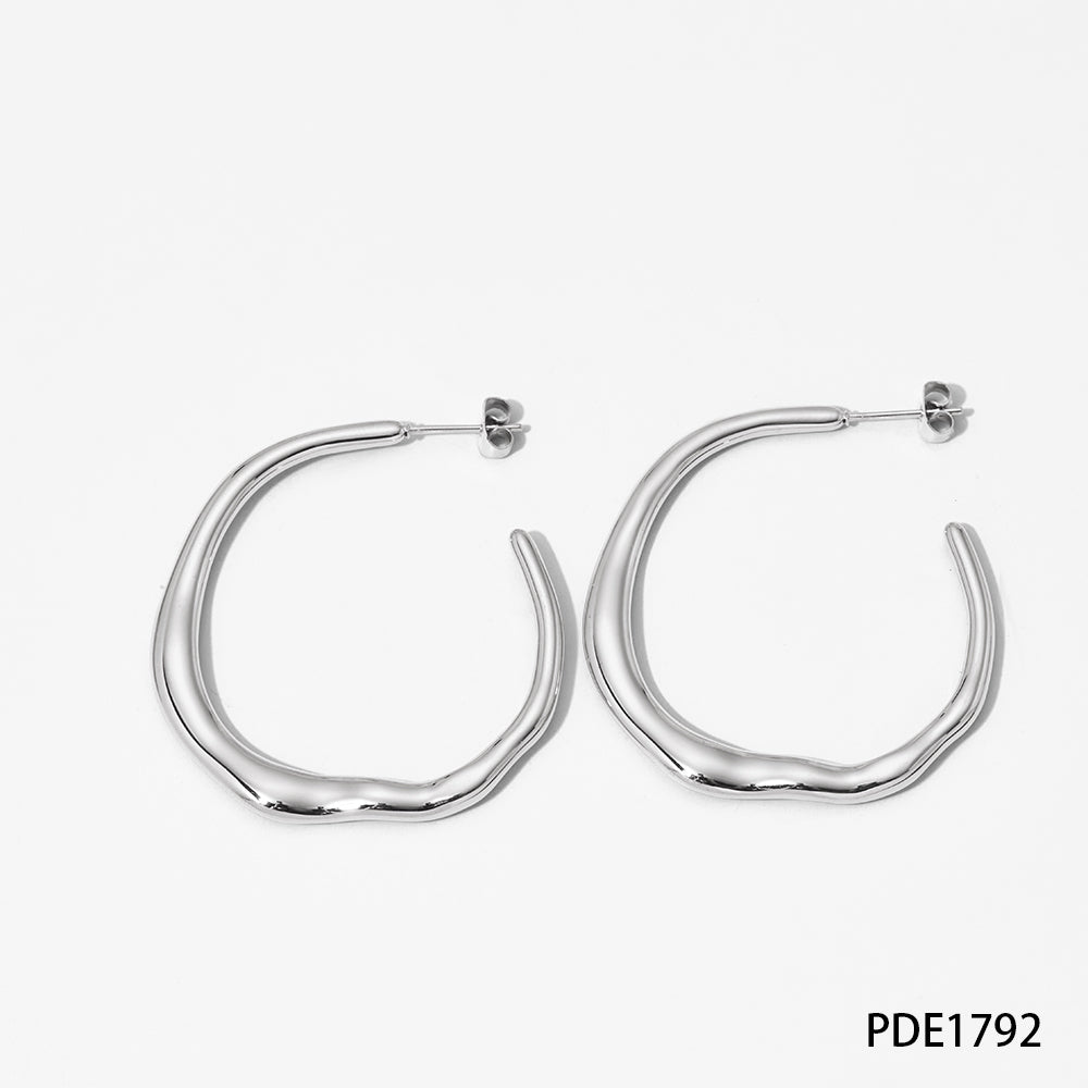 1 Pair Simple Style Solid Color Plating Stainless Steel 14k Gold Plated White Gold Plated Gold Plated Hoop Earrings