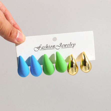 Wholesale Jewelry Ig Style Simple Style Water Droplets Arylic Spray Paint Ear Studs