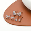 1 Set Simple Style Round Heart Shape Bow Knot Plating Inlay Copper Zircon Ear Studs