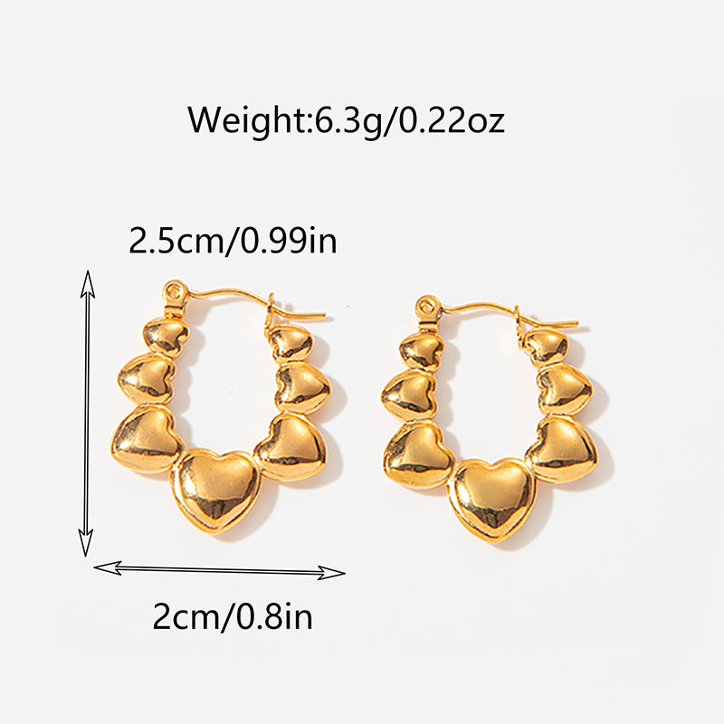 1 Pair Simple Style Roman Style Commute C Shape Star Heart Shape Plating Stainless Steel Earrings Ear Studs