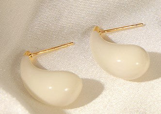 1 Pair Elegant Vintage Style Water Droplets Enamel Plating Copper 18k Gold Plated Ear Studs