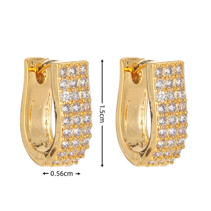 1 Pair Elegant Solid Color Plating Inlay Copper Zircon White Gold Plated Gold Plated Hoop Earrings