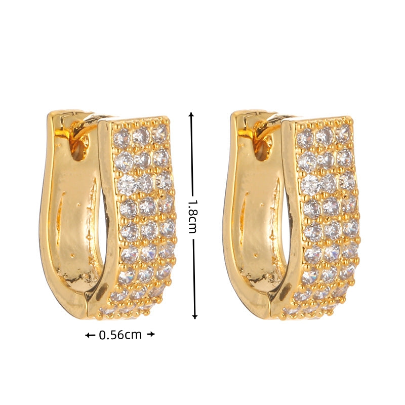 1 Pair Elegant Solid Color Plating Inlay Copper Zircon White Gold Plated Gold Plated Hoop Earrings