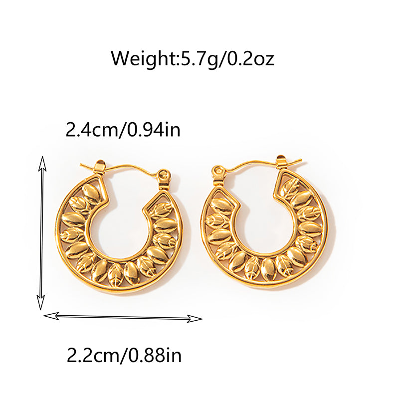 1 Pair Simple Style Roman Style Commute Sector Leaves Plating Stainless Steel Earrings