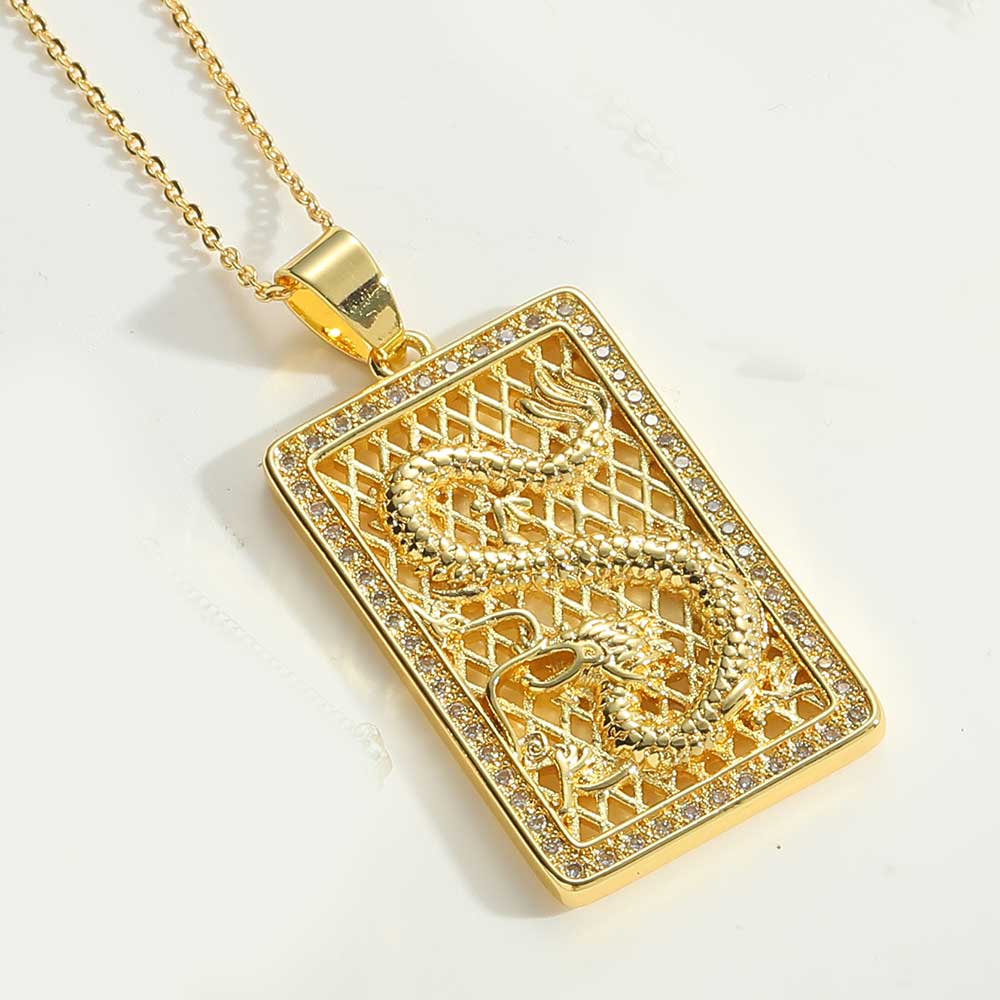 Copper Elegant Vintage Style Geometric Enamel Plating Inlay Zircon Pendant Necklace