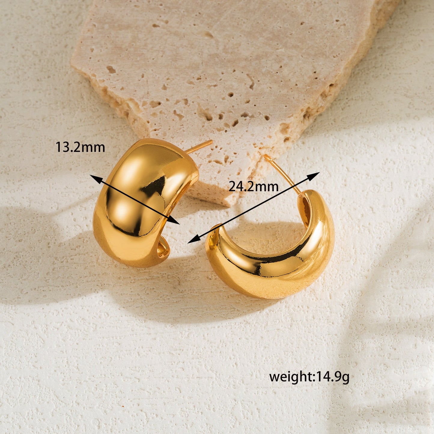 1 Pair Vintage Style Simple Style C Shape Water Plating Copper 18k Gold Plated Ear Studs