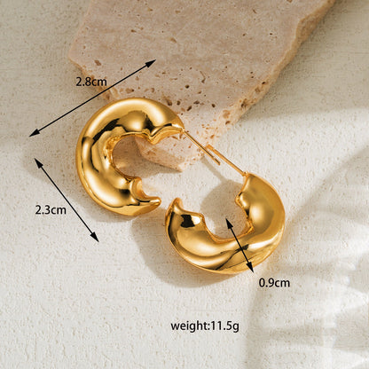 1 Pair Vintage Style Simple Style C Shape Water Plating Copper 18k Gold Plated Ear Studs