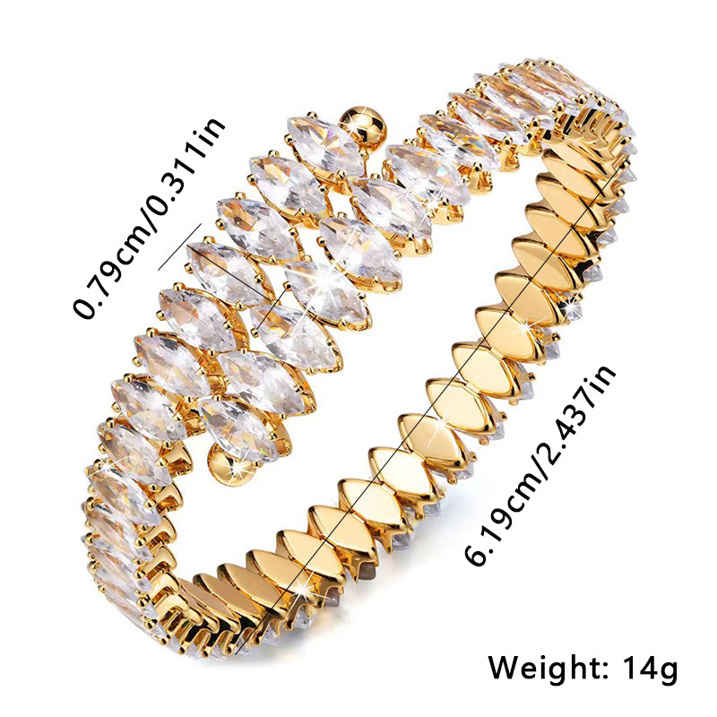 Elegant Solid Color Copper Plating Inlay Zircon Gold Plated Bangle