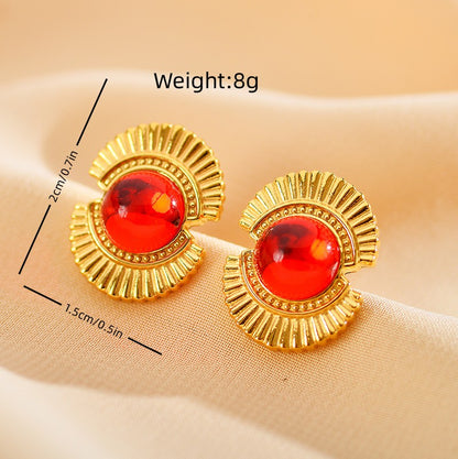 1 Pair Retro Simple Style Geometric Plating Inlay Stainless Steel Zircon Drop Earrings