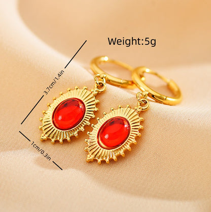 1 Pair Retro Simple Style Geometric Plating Inlay Stainless Steel Zircon Drop Earrings