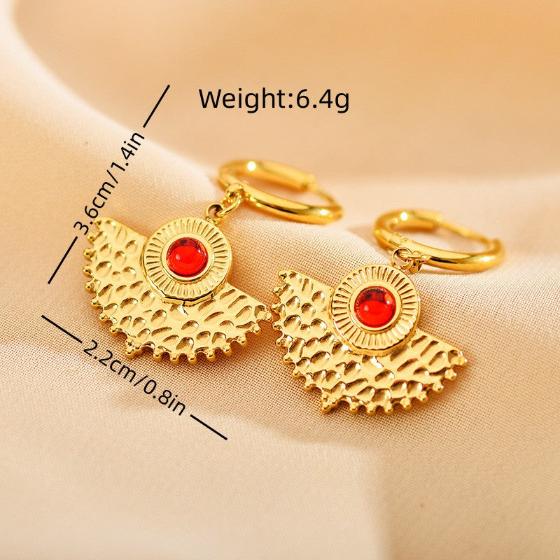 1 Pair Retro Simple Style Geometric Plating Inlay Stainless Steel Zircon Drop Earrings