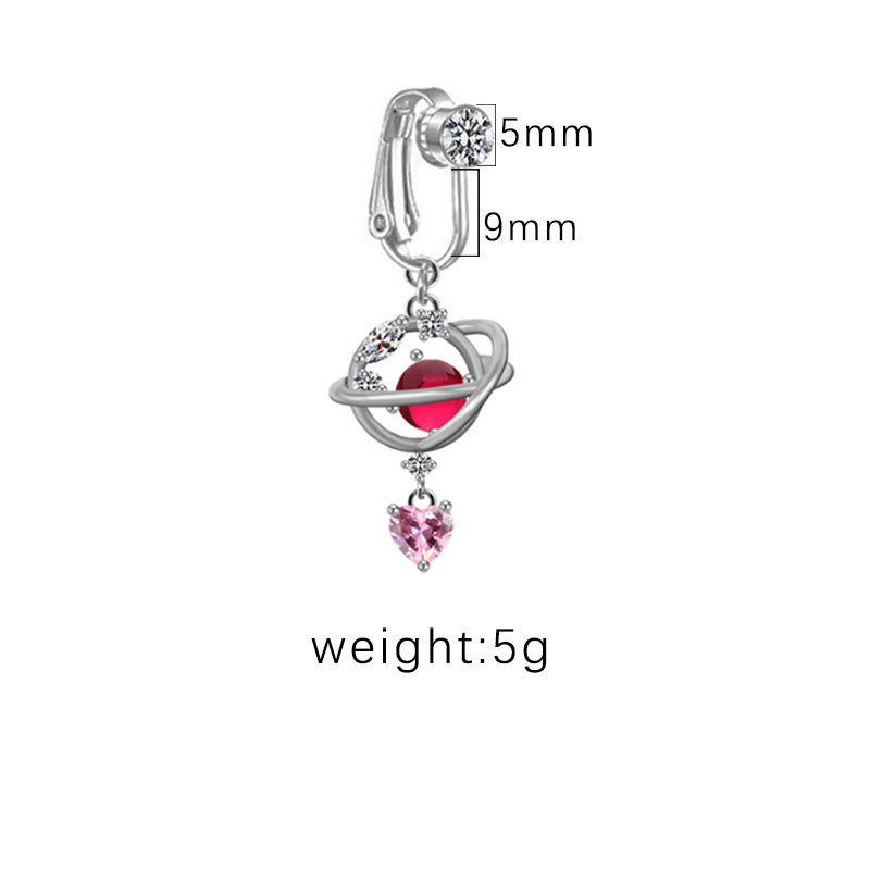 1 Piece Belly Rings Sexy Heart Shape Butterfly Planet Stainless Steel Plating Inlay Rhinestones Belly Ring