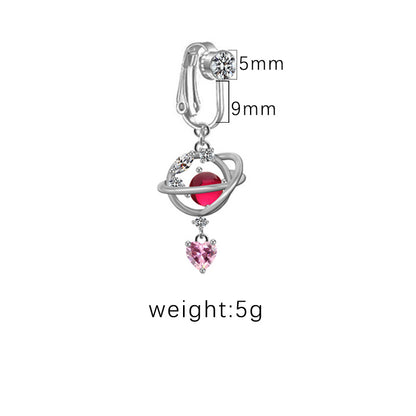 1 Piece Belly Rings Sexy Heart Shape Butterfly Planet Stainless Steel Plating Inlay Rhinestones Belly Ring