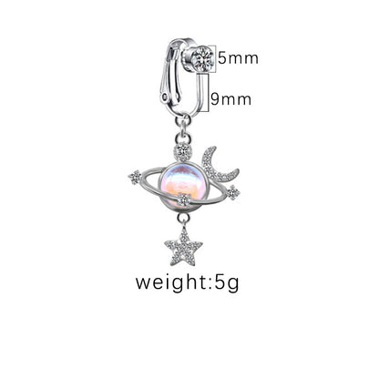 1 Piece Belly Rings Sexy Heart Shape Butterfly Planet Stainless Steel Plating Inlay Rhinestones Belly Ring