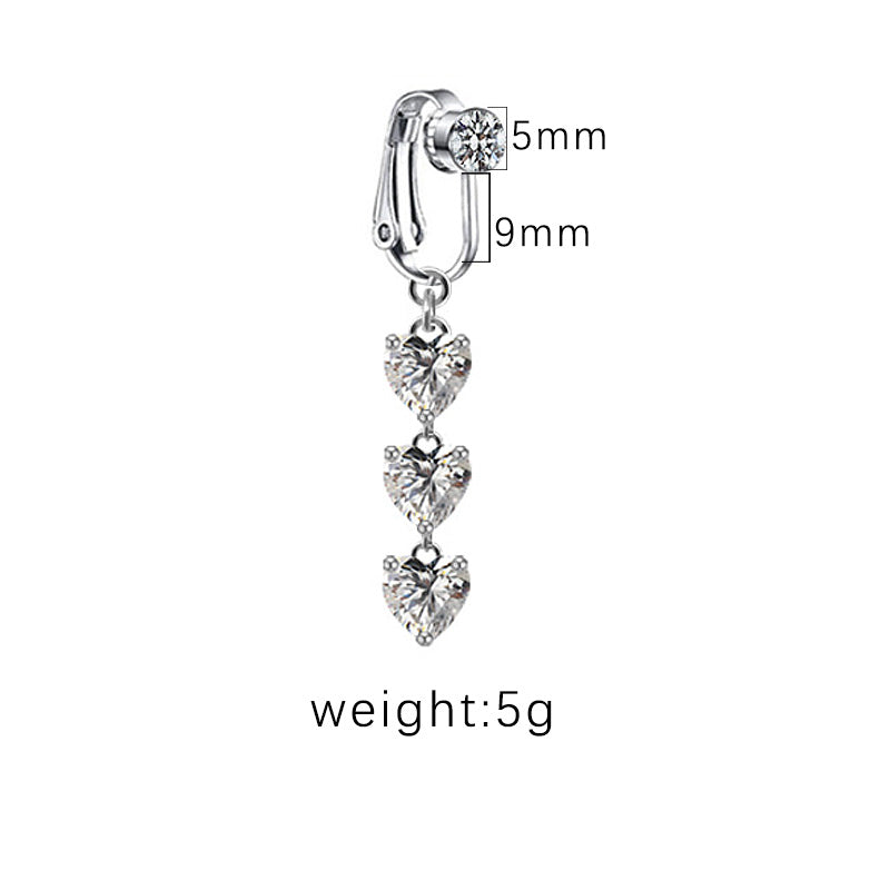 1 Piece Belly Rings Sexy Heart Shape Butterfly Planet Stainless Steel Plating Inlay Rhinestones Belly Ring