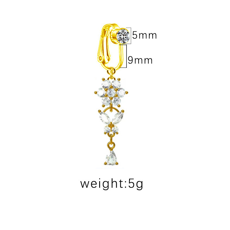 1 Piece Belly Rings Sexy Heart Shape Butterfly Planet Stainless Steel Plating Inlay Rhinestones Belly Ring