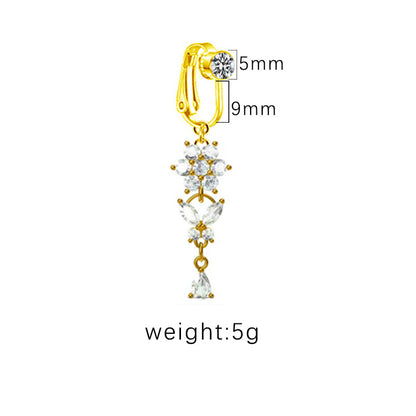 1 Piece Belly Rings Sexy Heart Shape Butterfly Planet Stainless Steel Plating Inlay Rhinestones Belly Ring