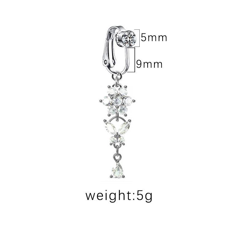 1 Piece Belly Rings Sexy Heart Shape Butterfly Planet Stainless Steel Plating Inlay Rhinestones Belly Ring