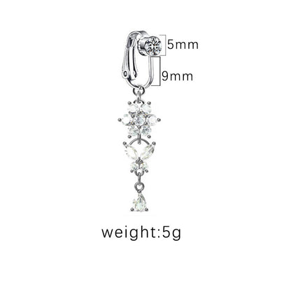 1 Piece Belly Rings Sexy Heart Shape Butterfly Planet Stainless Steel Plating Inlay Rhinestones Belly Ring