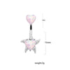 1 Piece Belly Rings Elegant Heart Shape Butterfly Stainless Steel Plating Inlay Rhinestones Opal Belly Ring