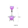 1 Piece Belly Rings Elegant Heart Shape Butterfly Stainless Steel Plating Inlay Rhinestones Opal Belly Ring