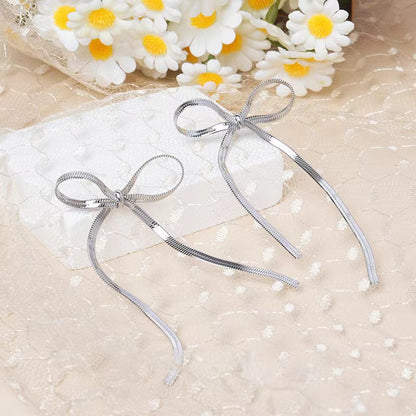 1 Pair Simple Style Bow Knot Plating Copper Drop Earrings