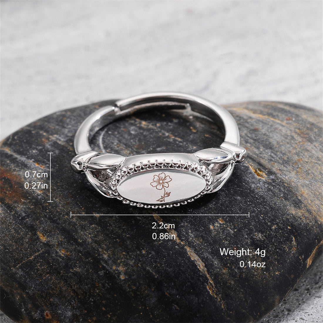 Wholesale Elegant Flower Copper Plating Silver Plated Open Rings