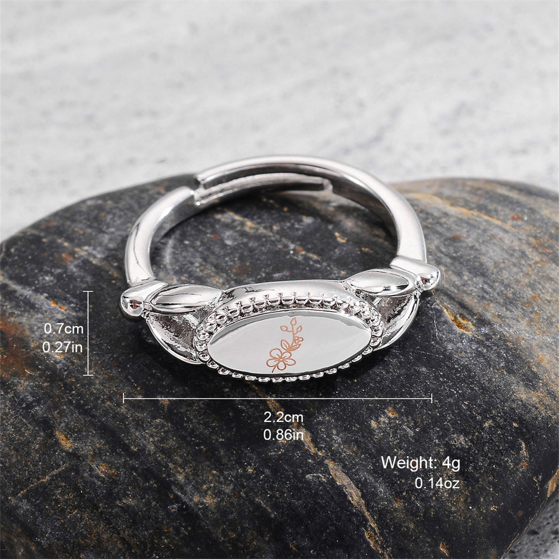 Wholesale Elegant Flower Copper Plating Silver Plated Open Rings