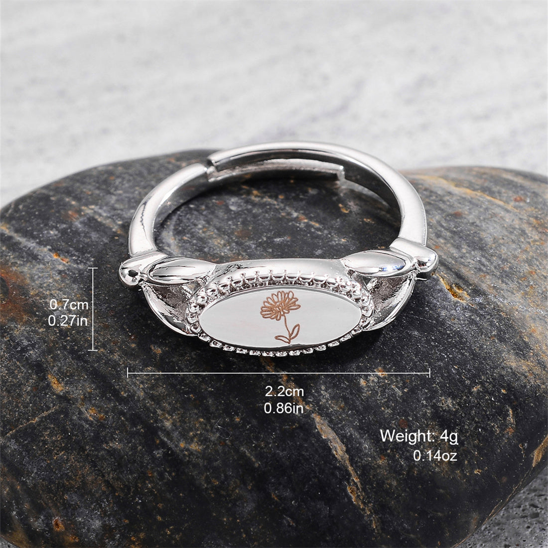 Wholesale Elegant Flower Copper Plating Silver Plated Open Rings